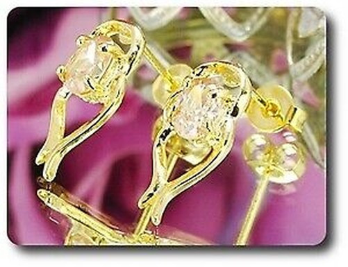 Earrings Orange Sapphire 0 3/32×0 9/32in Gold Plated 18, K