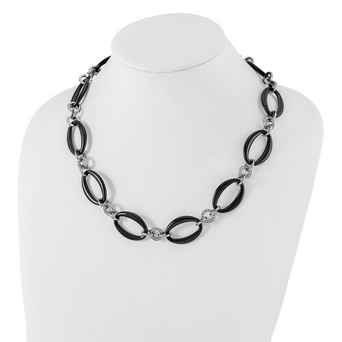 *BRAND NEW* Chisel Titanium Polish IP-plated w/ CZ Oval Link Necklace TBN153-21