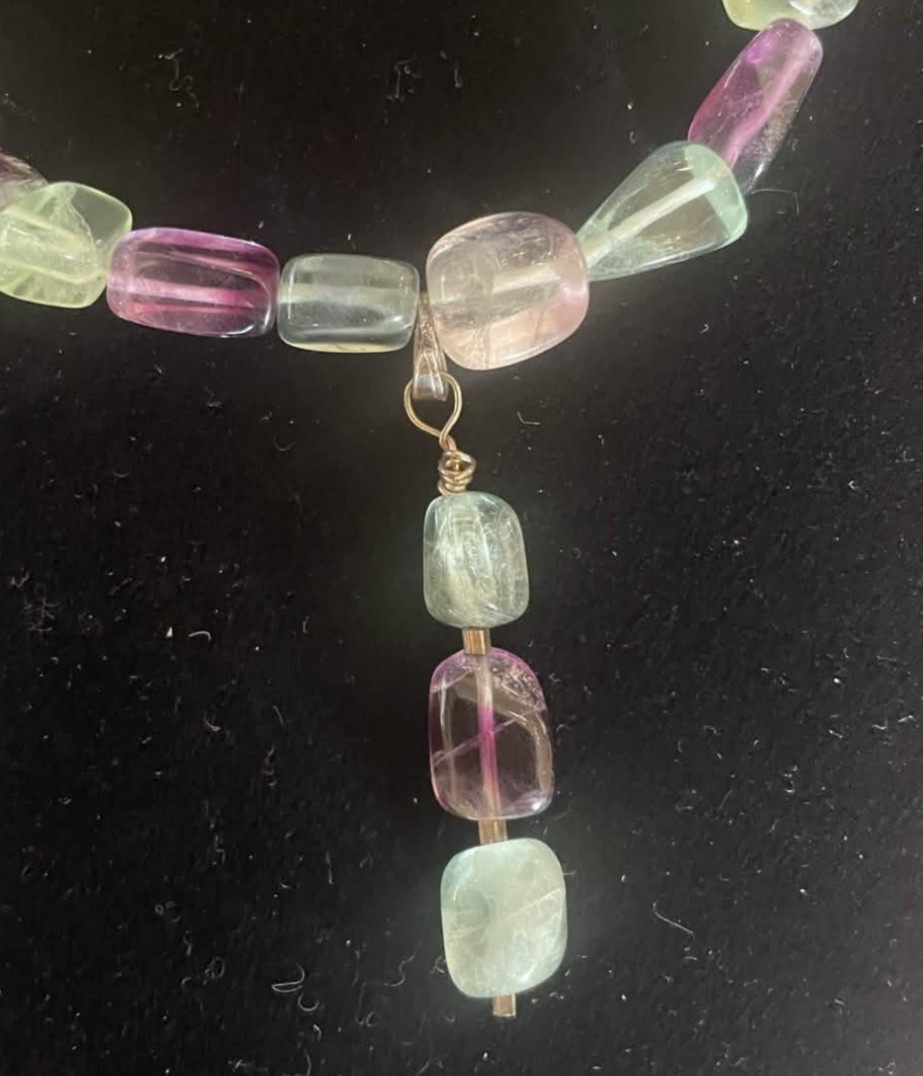 Green + Purple Multicolor Beaded Jewelry Set – Necklace + Bracelet. Gift Box