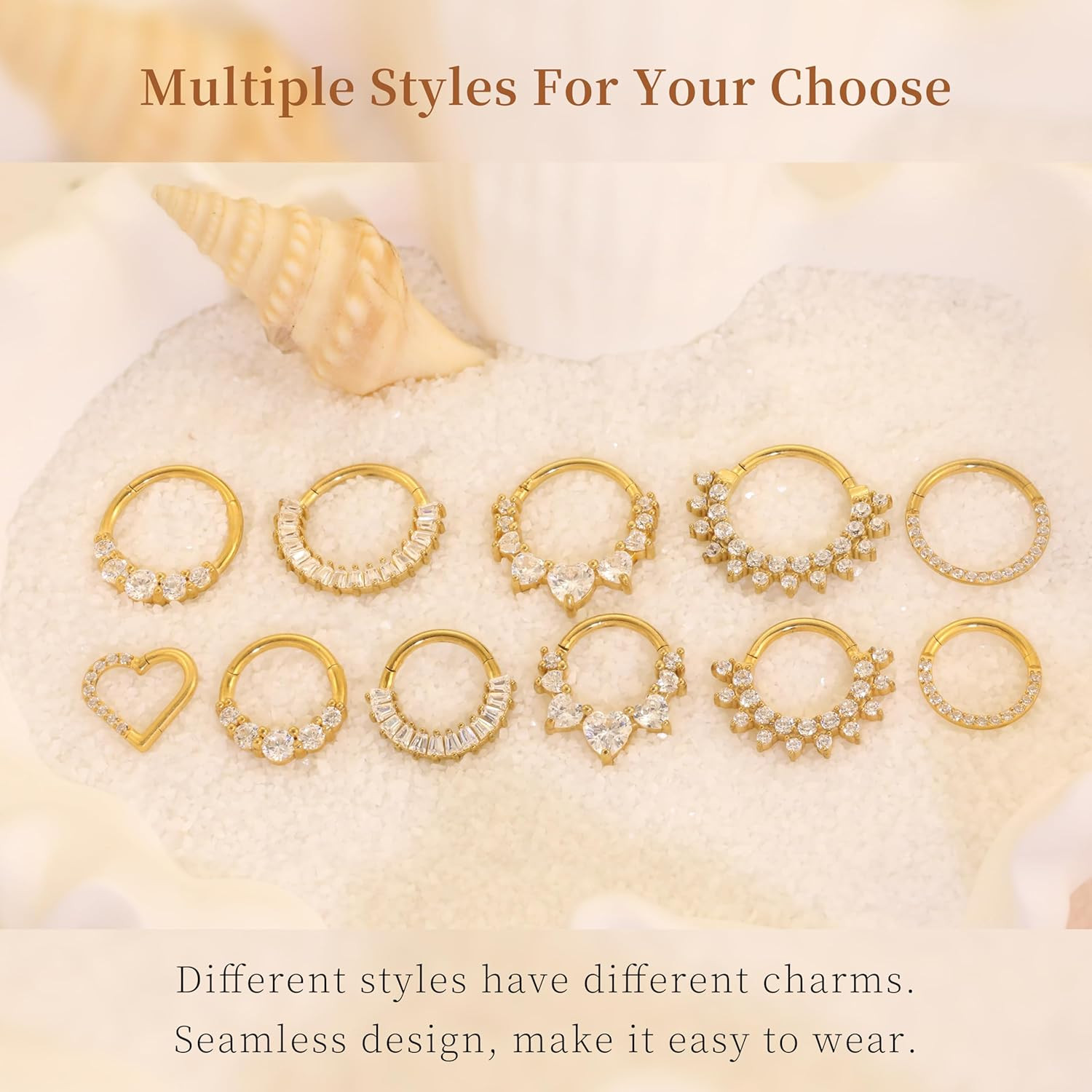 Cartilage Daith Earrings for Women Small 14K Gold Plated Hoop Hypoallergenic Hel