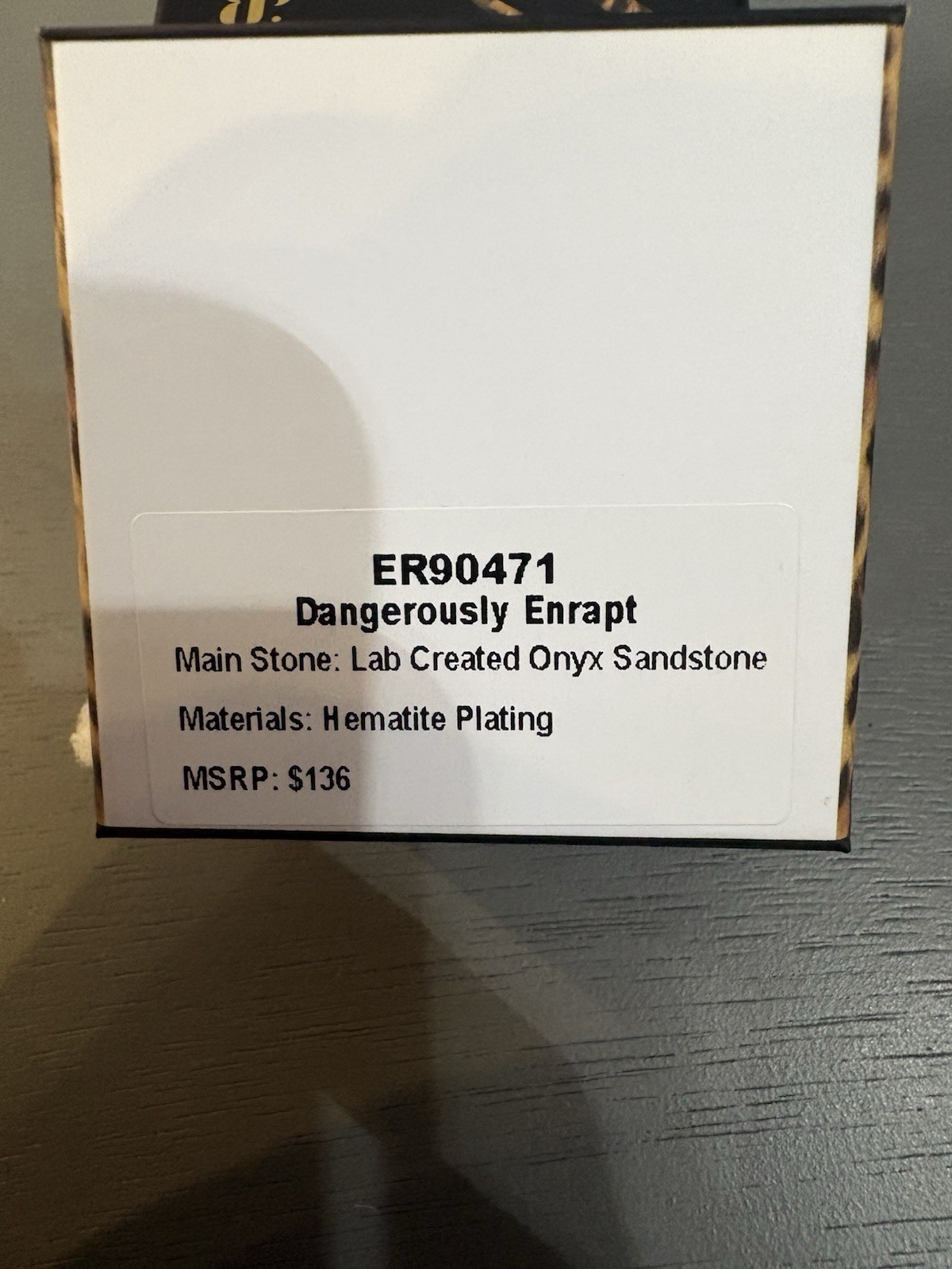 ER90471 Dangerously Enrapt Lab Created Onyx Sandstone Hematite Plating