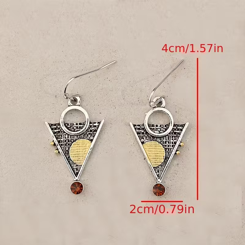 A Pair Of New Stylish Bohemian Triangle Sunset Golden Earrings