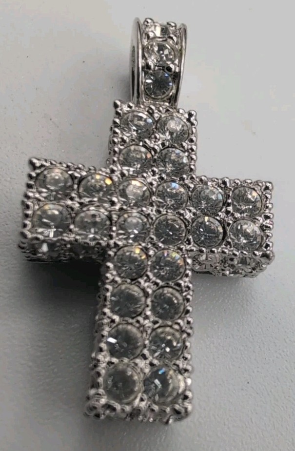 Swarovski Rhodium Plated Crystal pavé Cross Pendant