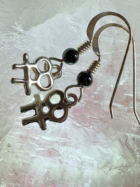 Double Venus 92.5 ear wires w/ black onyx balls Lesbian LGBT Goddess by JKL 846