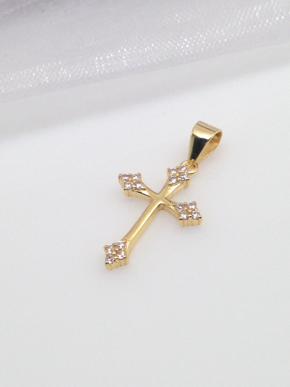 925 Sterling Silver CZ Orthodox Cross Pendant Tiny 17mm(0.67″)/25mm(0.98″)