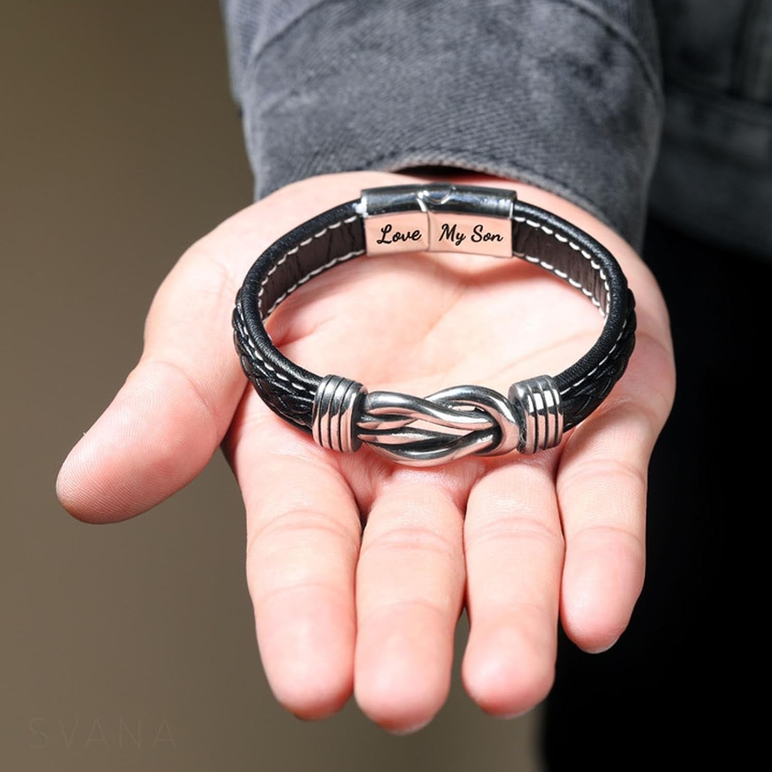 8.5-Inch Leather Infinity Knot Bracelet – Forever Linked Jewelry Gift for Son