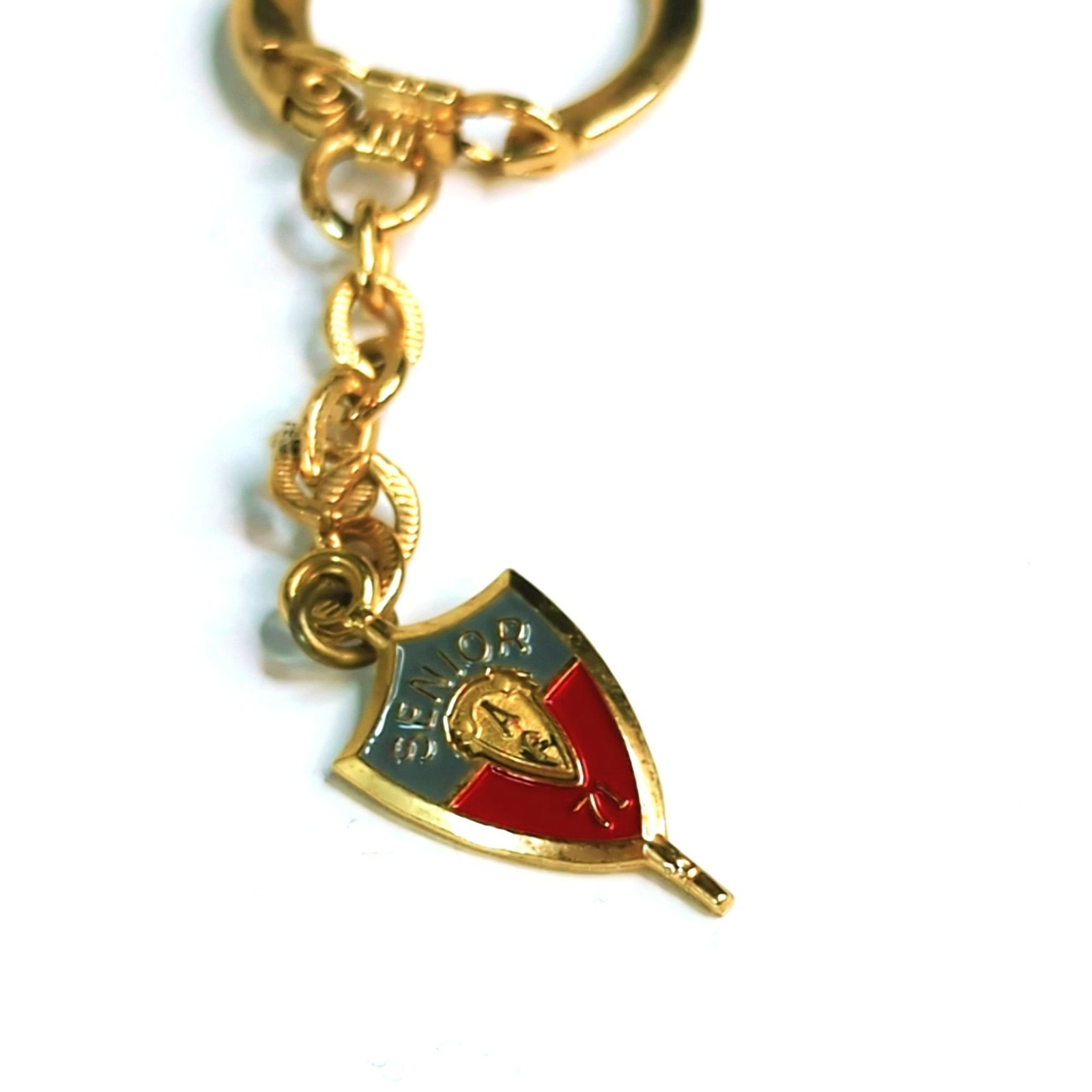 Vintage Jostens Gold-Tone Class of 71 Enamel Shield Keychain Senior Insignia