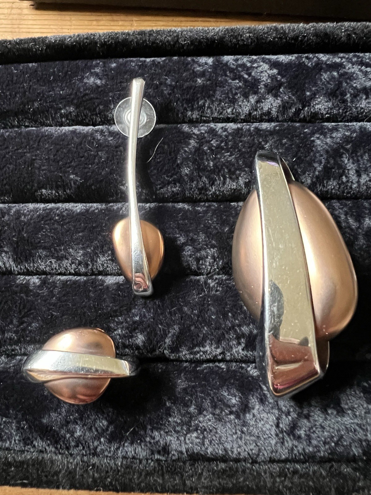 Retro Italian Designer Breil Set . Stainless Steele Pendant/ring/earrings.
