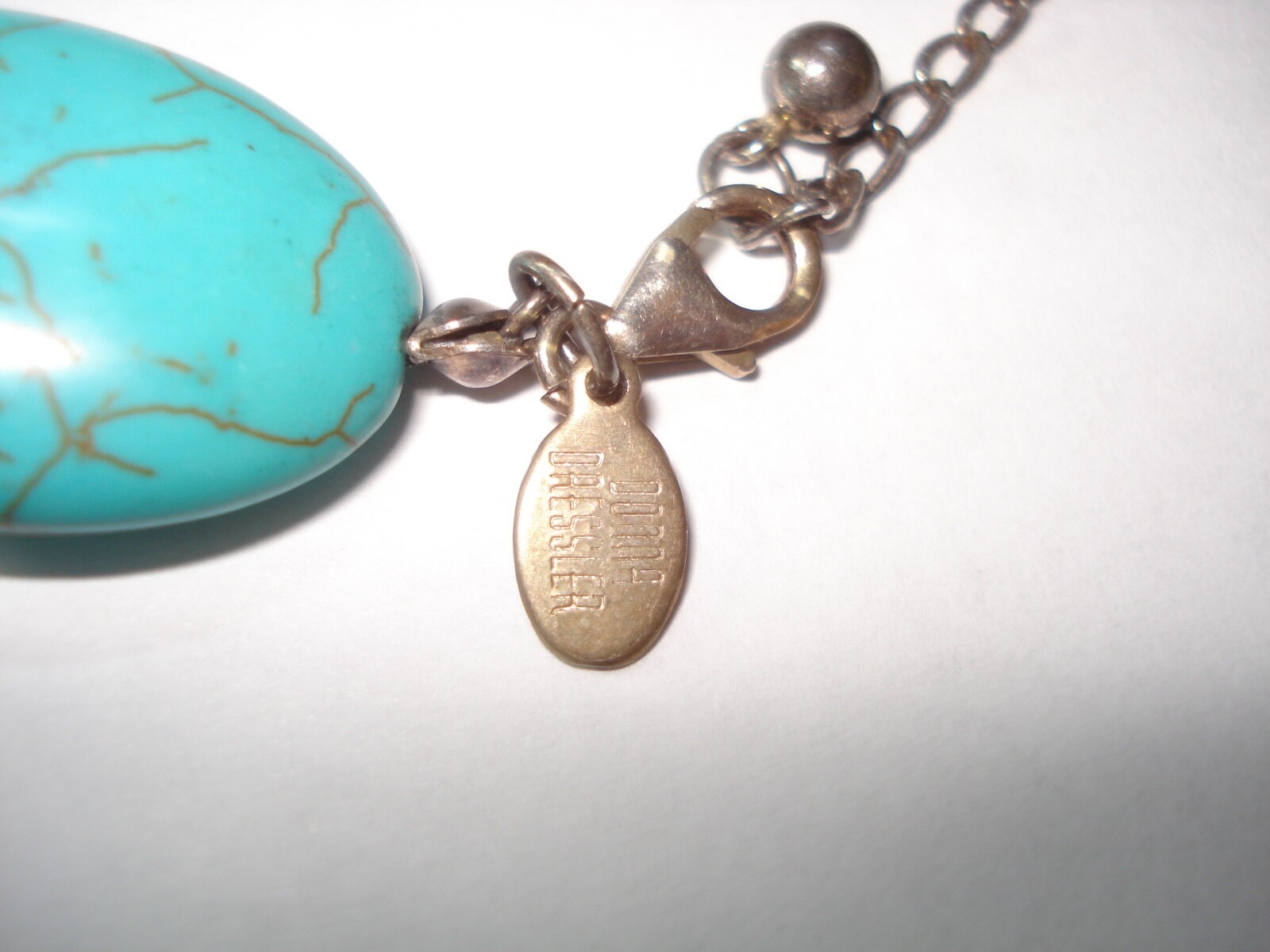 Donna Dressler 925 Sterling Silver AB Crystal -Turquoise Howlite Stone Necklace
