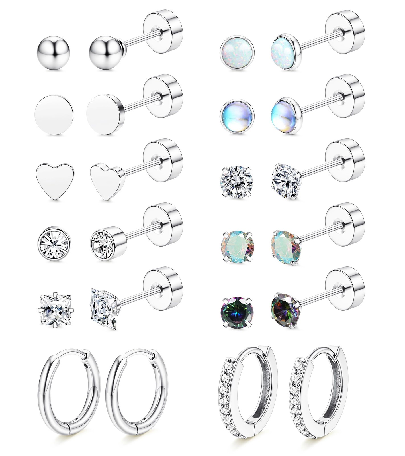 Hypoallergenic Flat Back Earrings for Women-Surgical Steel Earrings for Sensitiv