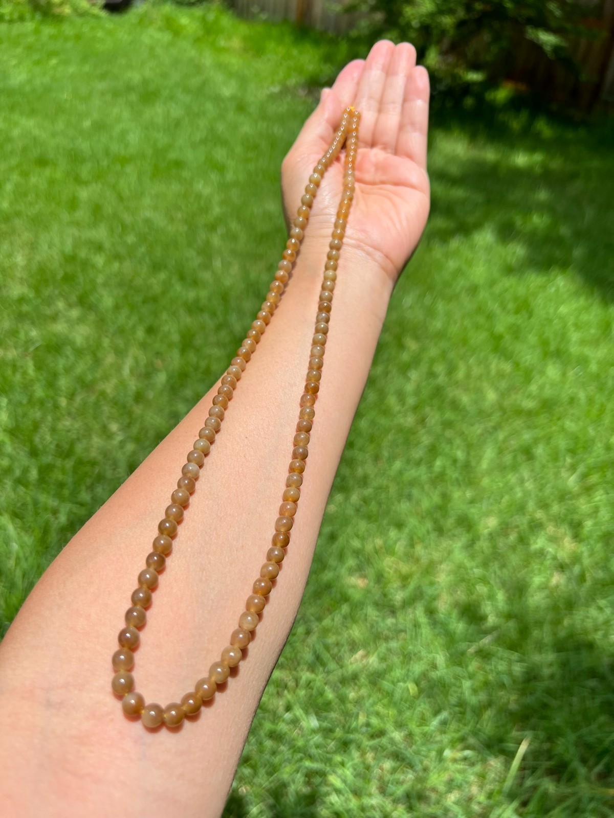Genuine Golden-Brown Nephrite Jade 6mm 108 Beads 24″ Necklace B997 4
