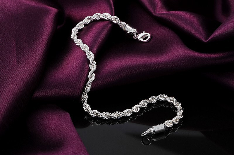 Popular Fashion Hot Sell 925 Sterling Silver Jewelry Twist Bracelet Chain