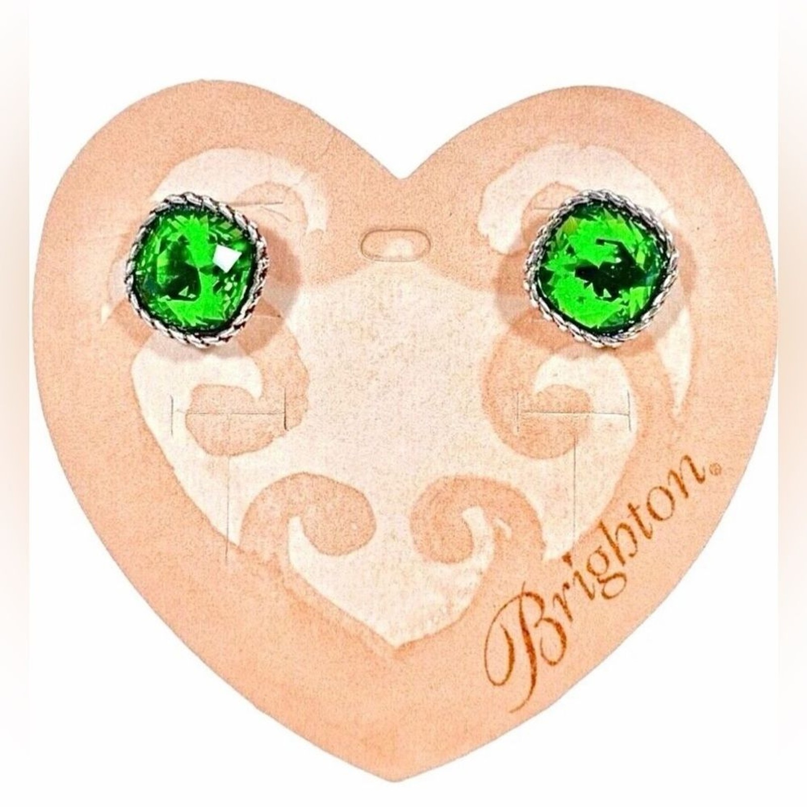 BRIGHTON Sparkleville Post Earring in Vibrant Green & Silver VINTAGE EUC