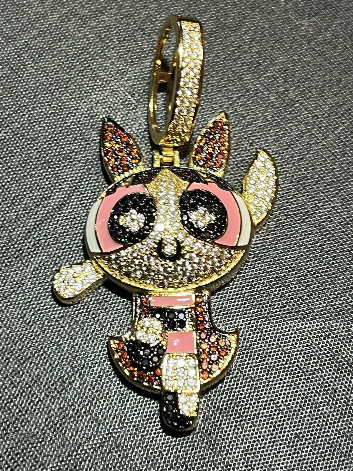 925 gold 14k plated over stainless steel with 5A CZ Iced Out PowerPuff Pendant