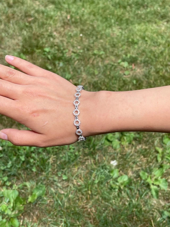 5ct Round Simulated Diamond Stunning Tennis Unisex Bracelet 14kWhite Gold Plated