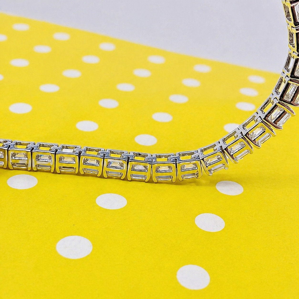 7″ Inch Long Tennis Wedding Bracelet 7 CT Asshcher Cut VVS1 Solid 14K White Gold
