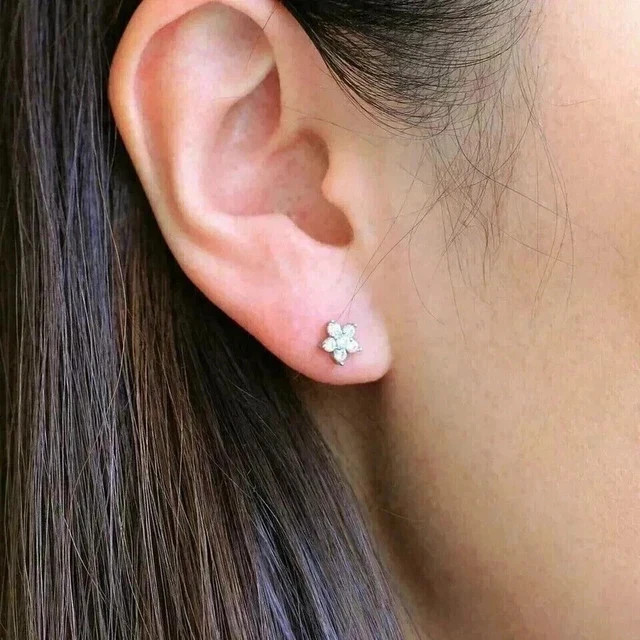0.50 CT Lab Grown Diamond stud Earing for women 925 Silver 14k White Gold Plated
