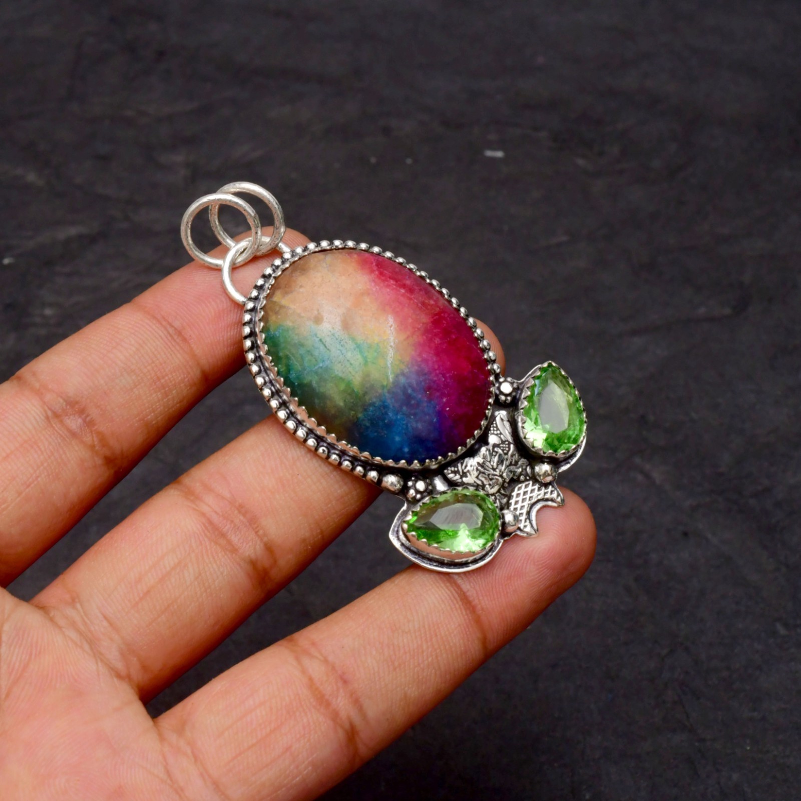 Solar Quartz Gemstone 925 Sterling Silver Jewelry Pendant 1-2″