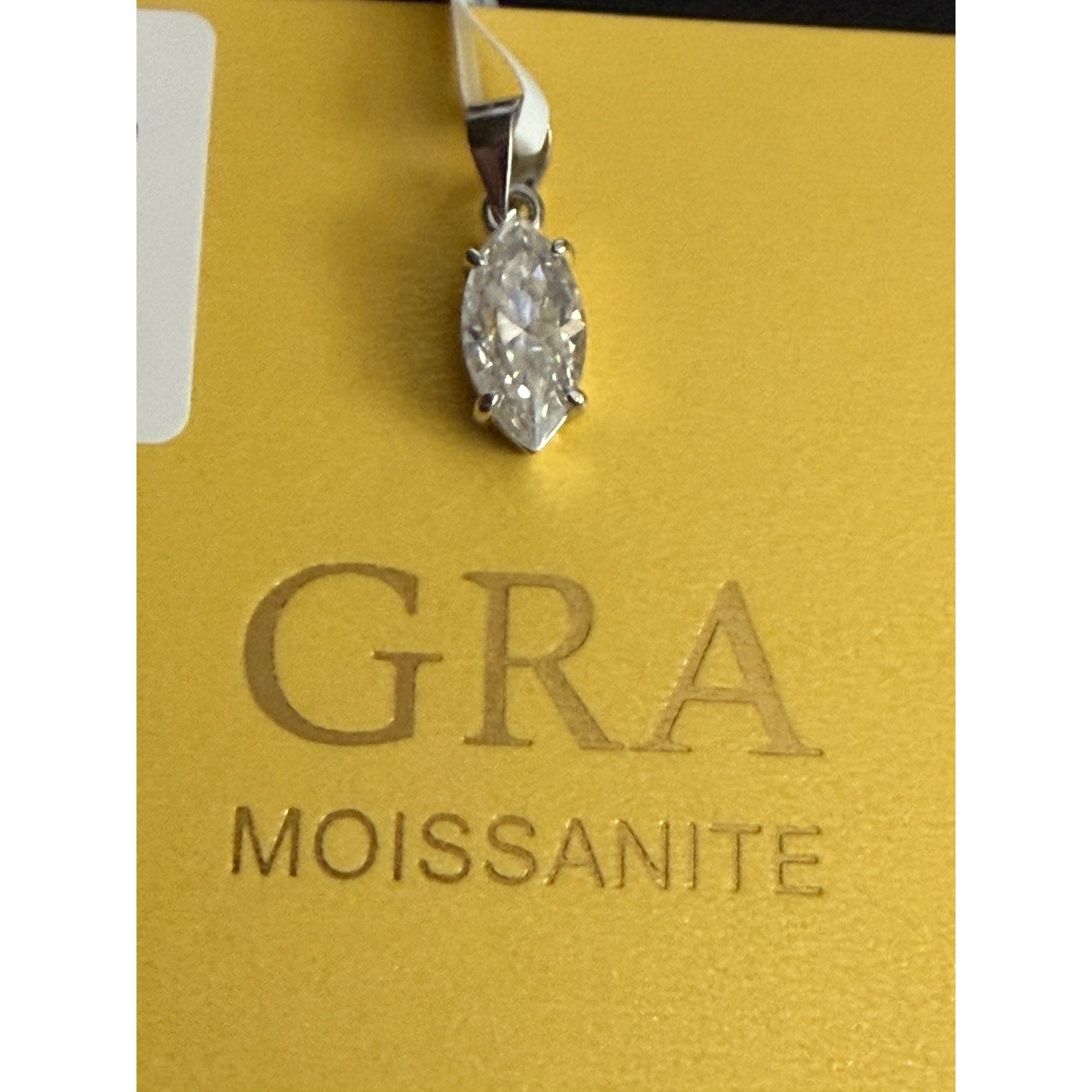 Moissanite Pendant Sterling Silver 1.0ct Marquise 925 GRA