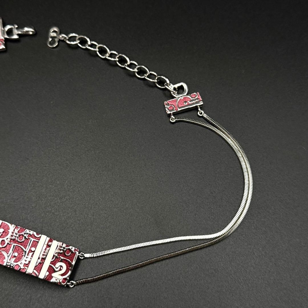 Dior Silver-Tone Red Trottier Choker Necklace Galliano Era 40cm/16in