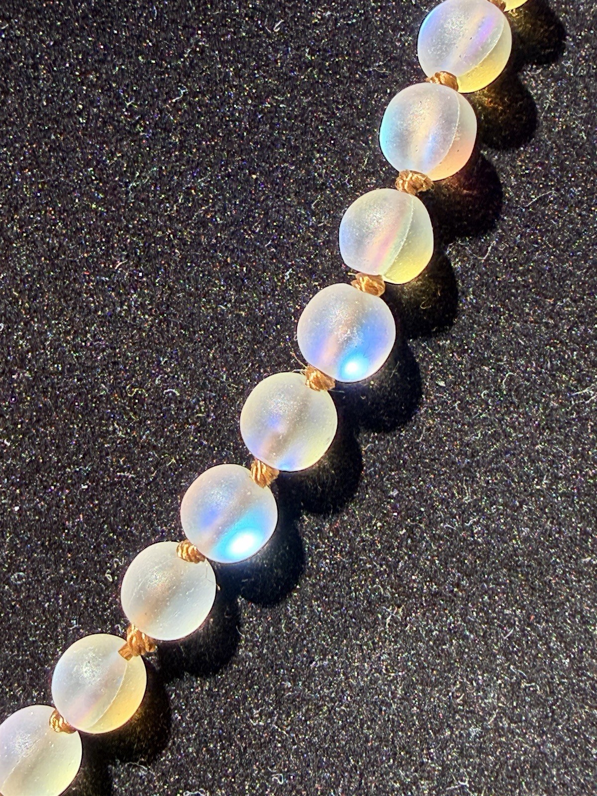 Opalite Aurora Borealis Iridescent Glass Bead Necklace. Gold Tone Accents – 16”