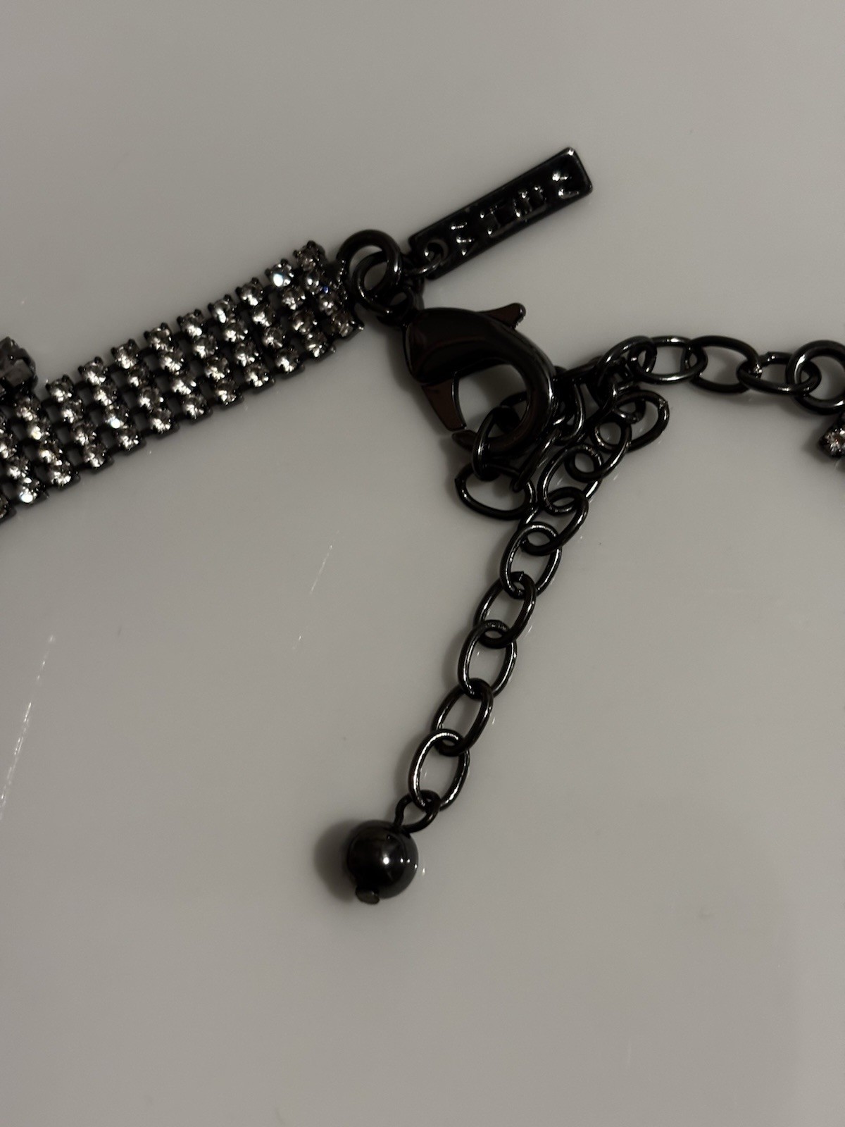 Black/Silver Tone Rhinestone Crystal Statement Bib Necklace Cable Chain Lobster