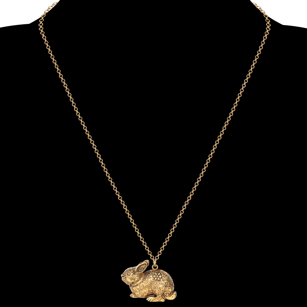 Antique Gold Easter Bunny Rabbit Necklace Pendant Jewelry Charms Easter Gifts