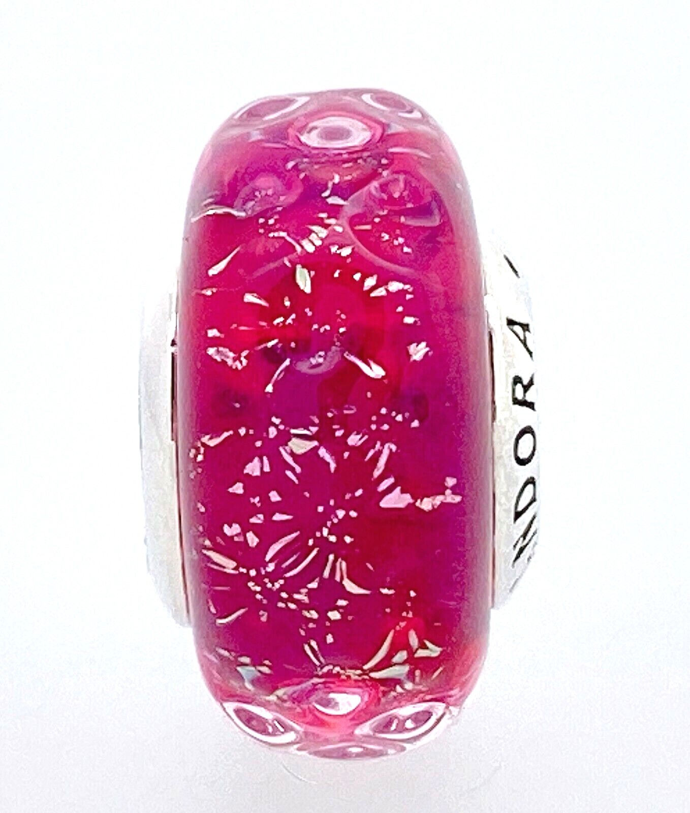New 100% Authentic PANDORA 925 Wavy Pink/Red Murano Glass Charm 798872C00