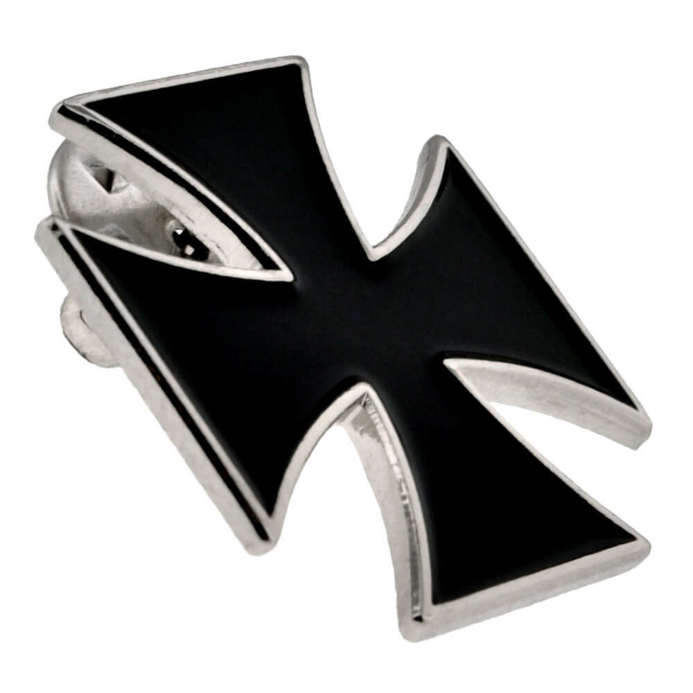 PinMart’s Black Iron Cross Biker Enamel Lapel Pin