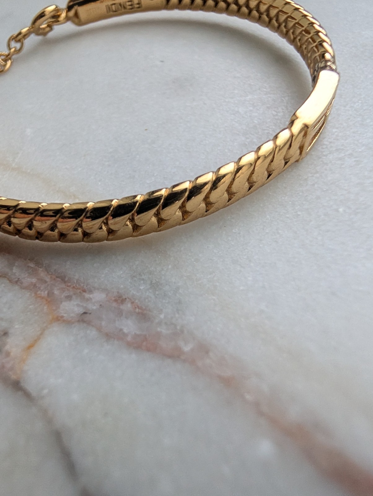 Vintage Fendi Gold-Plated “FF” Logo Bangle Bracelet – Repair & Restoration