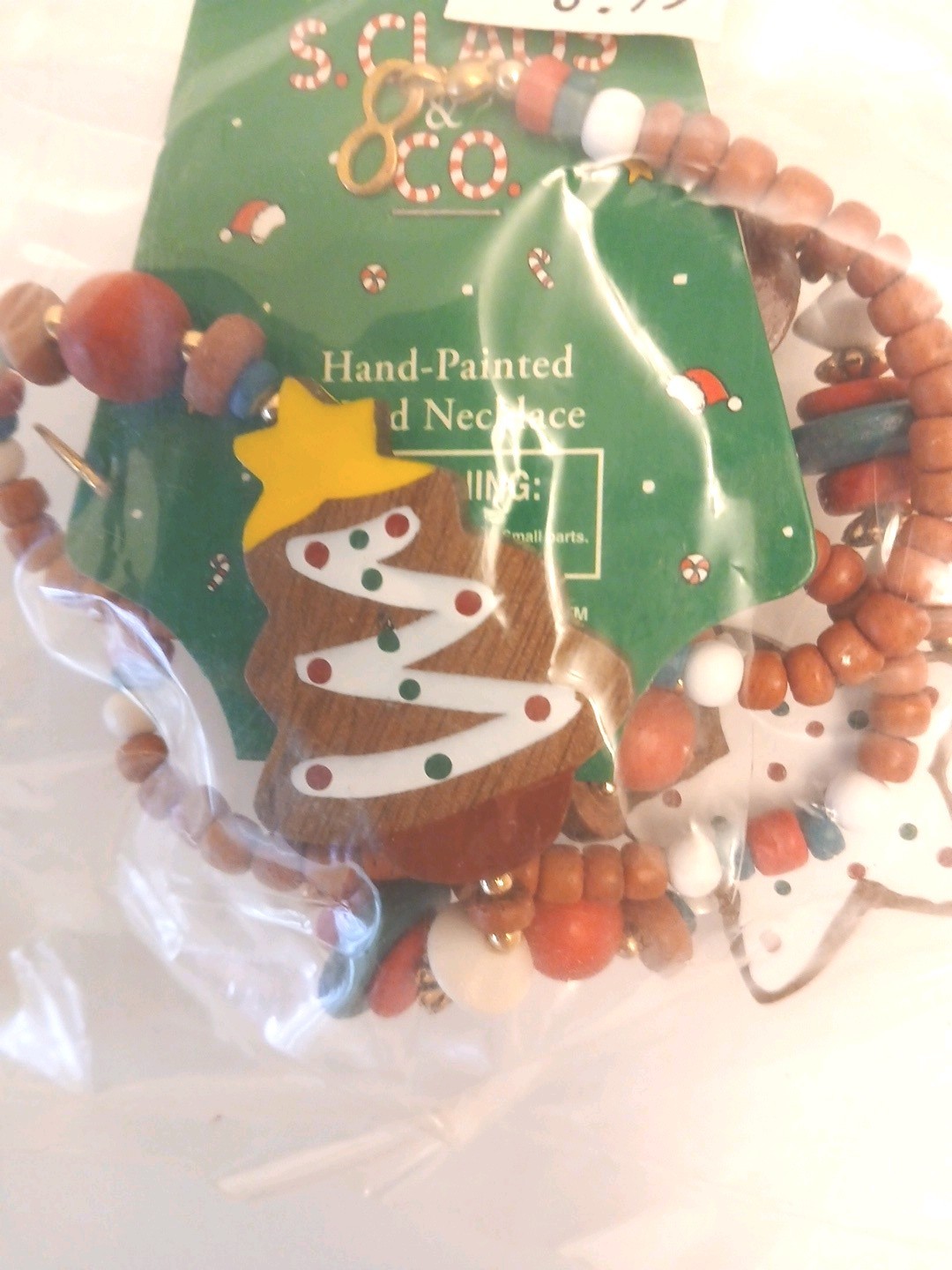 NEW! Hand Painted Wooden Necklace for CHRISTMAS