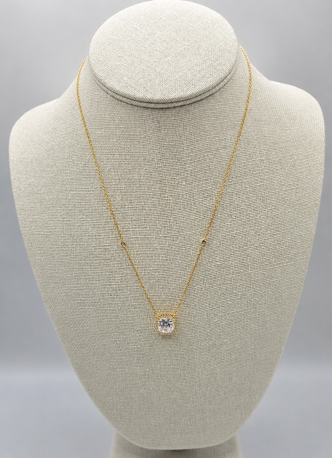 18K Gold Plated Moissanite Halo Necklace Cushion Cut Pendant Silver