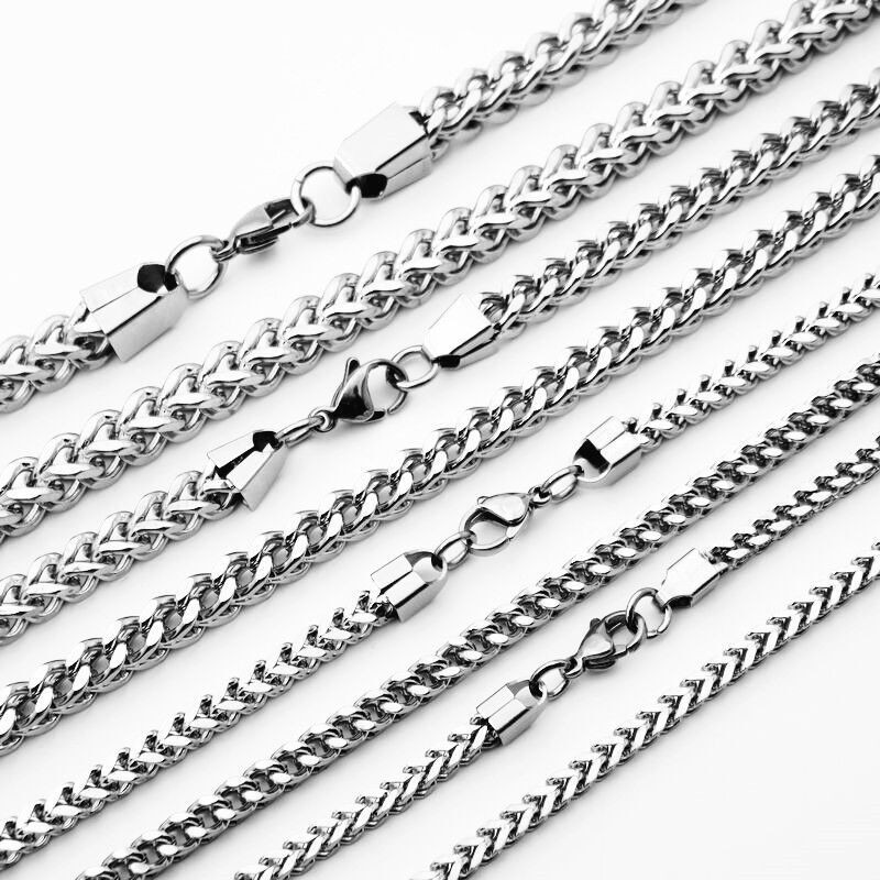 3mm Man Woman Stainless Steel Wheat Braided Foxtail Franco Chain 18″-30″