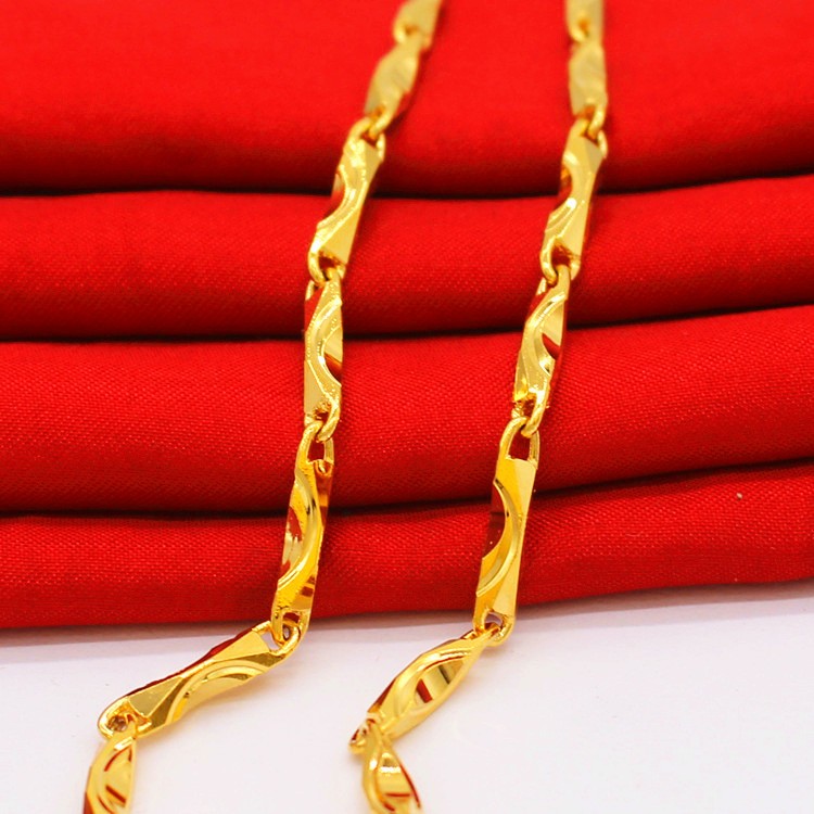 22K 23K 24K Thai Baht Yellow Gold minimalist necklace for men and women