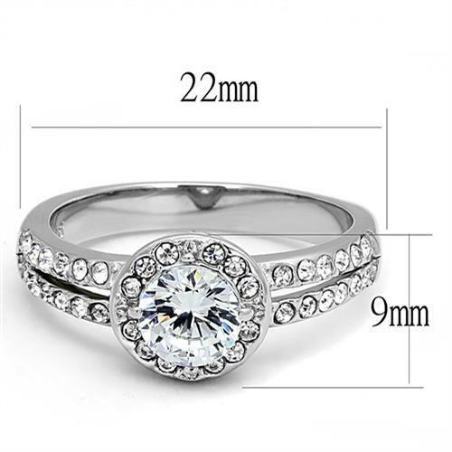 TK3021 – High polished (no plating) Stainless Steel Ring with AAA Grade CZ in