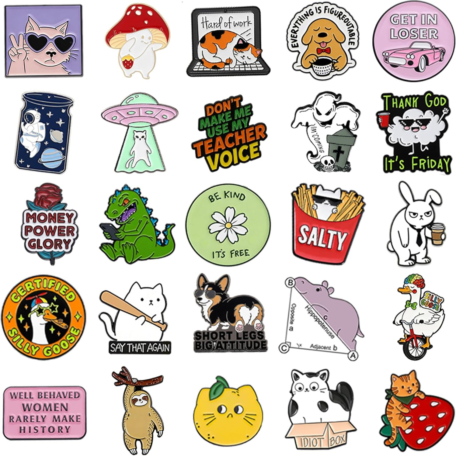 SINCCO 20/40/50/80 PCS Cute Enamel Backpack Pins, Funny Enamel Pins Bulk Set Coo