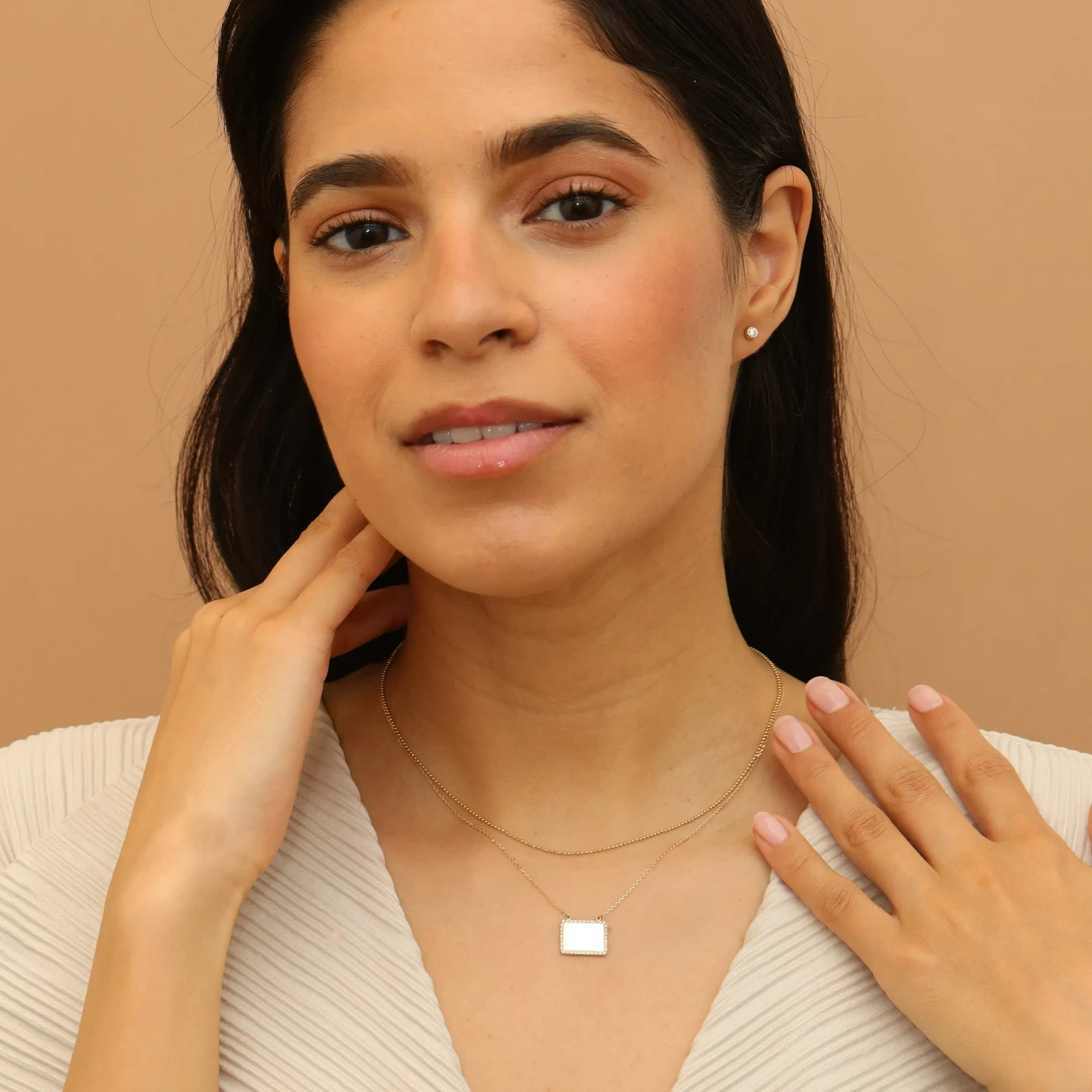 Lab Grown Diamond 1.00 Ct Round Cut EF VS Dog Tag Necklace in 14K Solid Gold