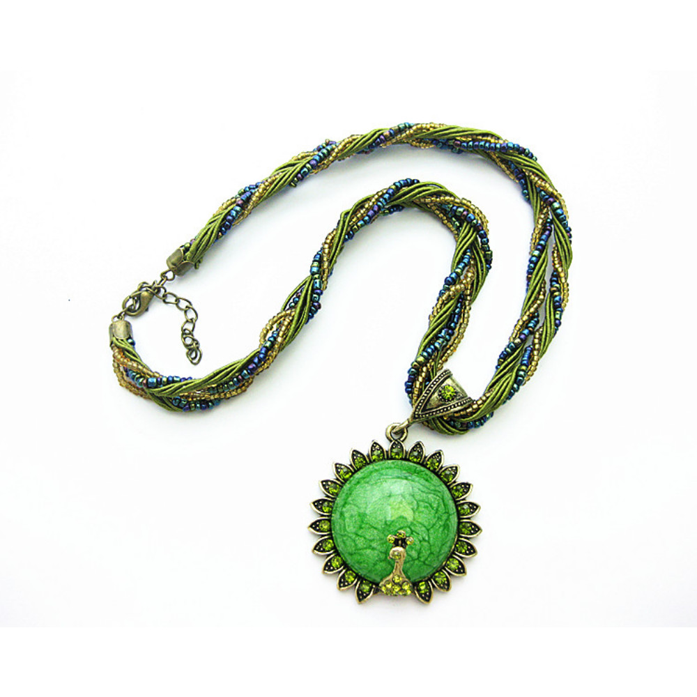Women Retro Bohemian Style Turquoise Rhinestone Pendant Collar Necklace Jewelry