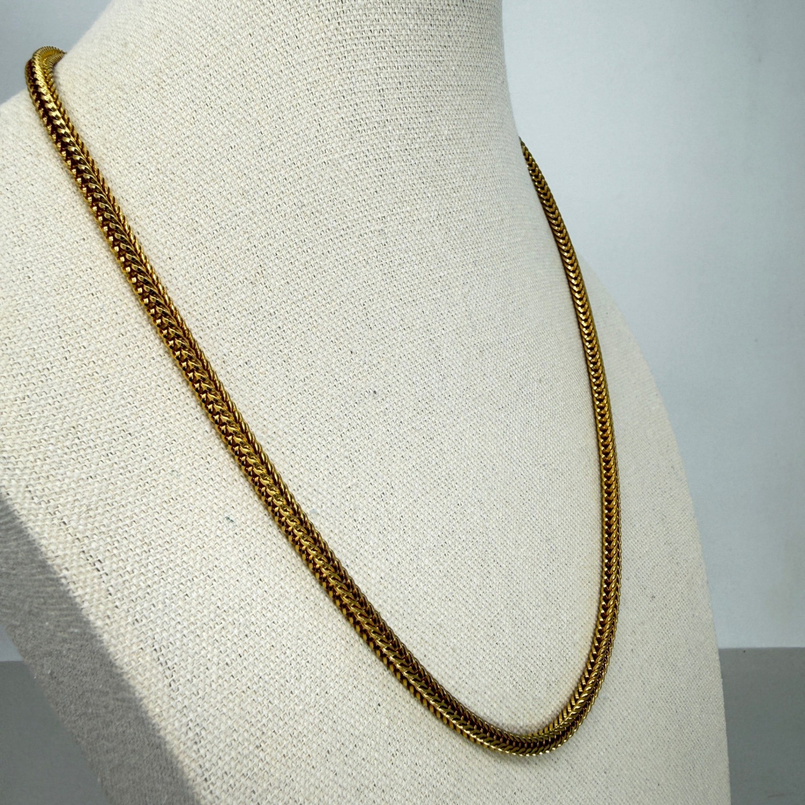 Wheat Franco Link Chain Necklace with Barrel Clasp Gold Tone Classic Chunky