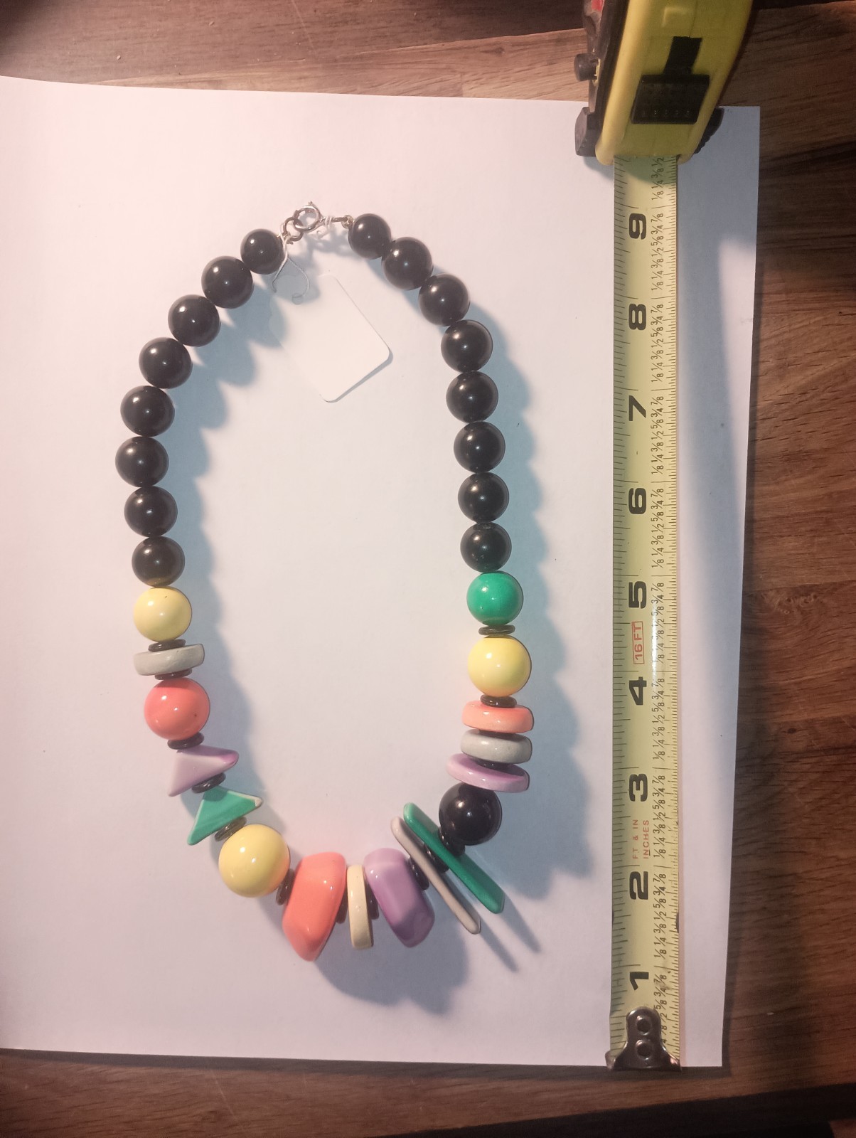 Vintage 1980s New Wave Memphis Style Geometric Acrylic Bead Statement 18 in
