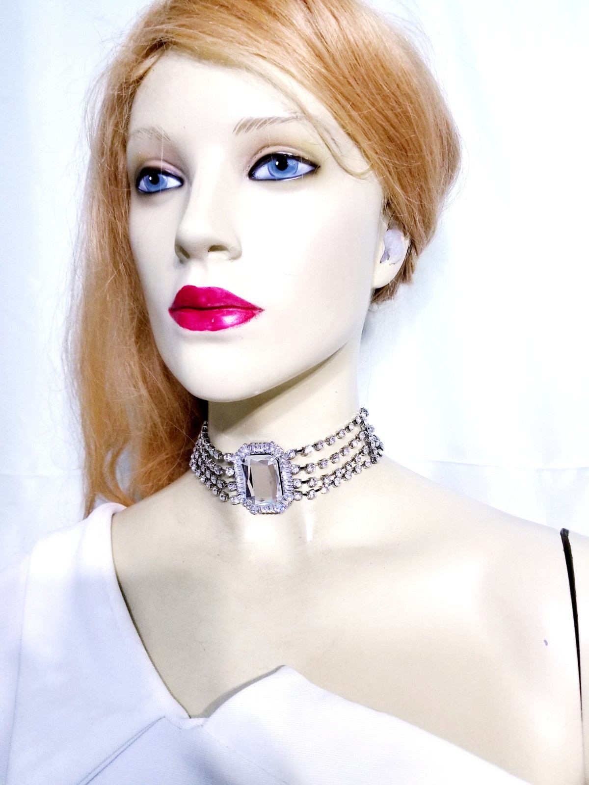 Clear Crystal Choker Rhinestone Crystal Necklace Bridal Prom Pageant Jewelry