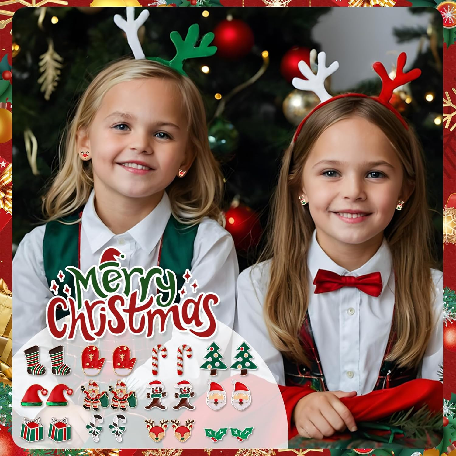 Gushu 30 Pairs Christmas Earrings for Women, Xmas Gifts Holiday Cute Stud