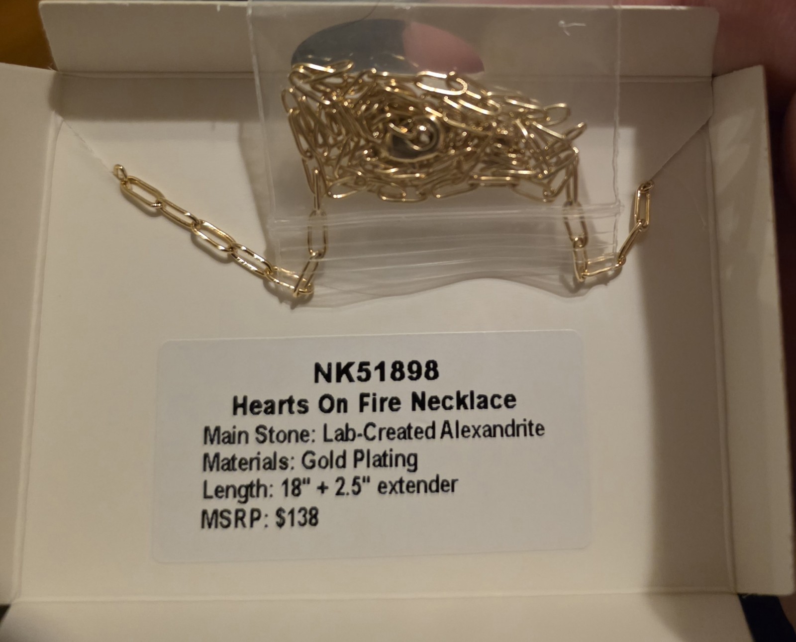 Bomb Party Hearts On Fire Gold Plated Lab-Created Alexandrite Heart NK51898 18in