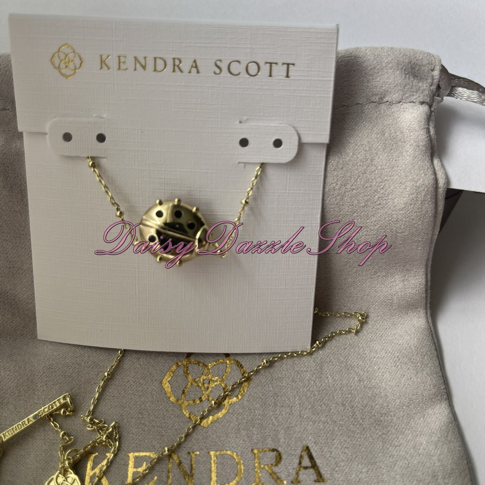 🐞New Kendra Scott Ladybug Gold Pendant Necklace In Red Vermillion Magnesite🐞