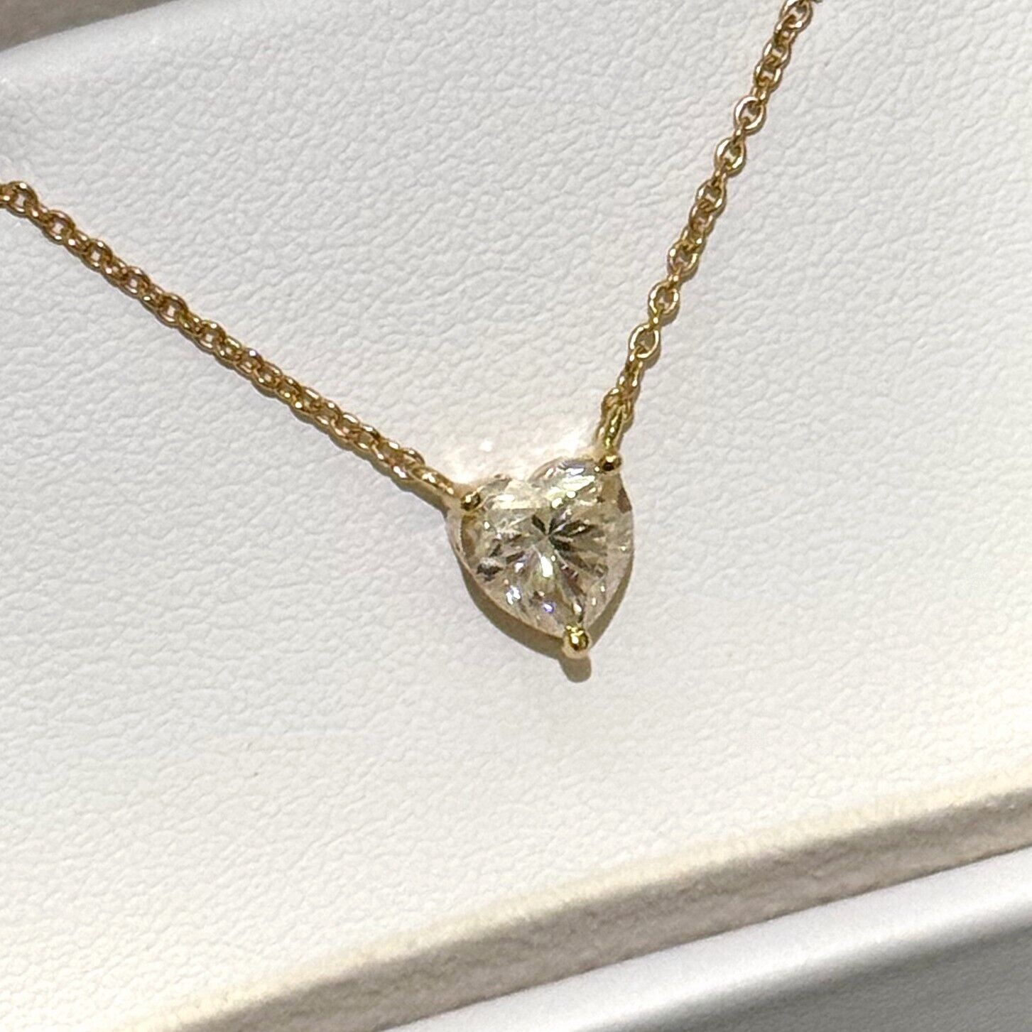1 – 2 Carat Moissanite Heart Cut Solitaire Necklace – 925 Silver or 14k Gold