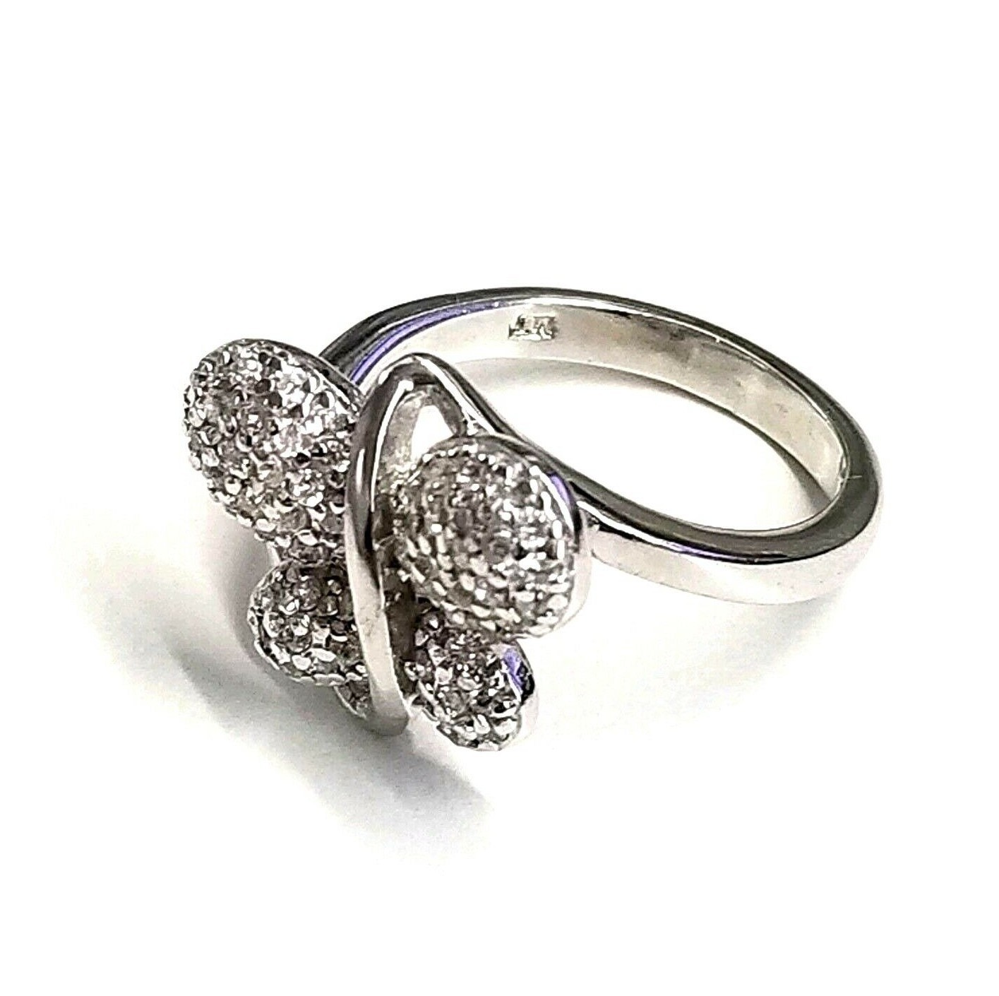 (SIZE 6,7,8,9) Glittering BUTTERFLY RING White CZ Stones .925 STERLING SILVER