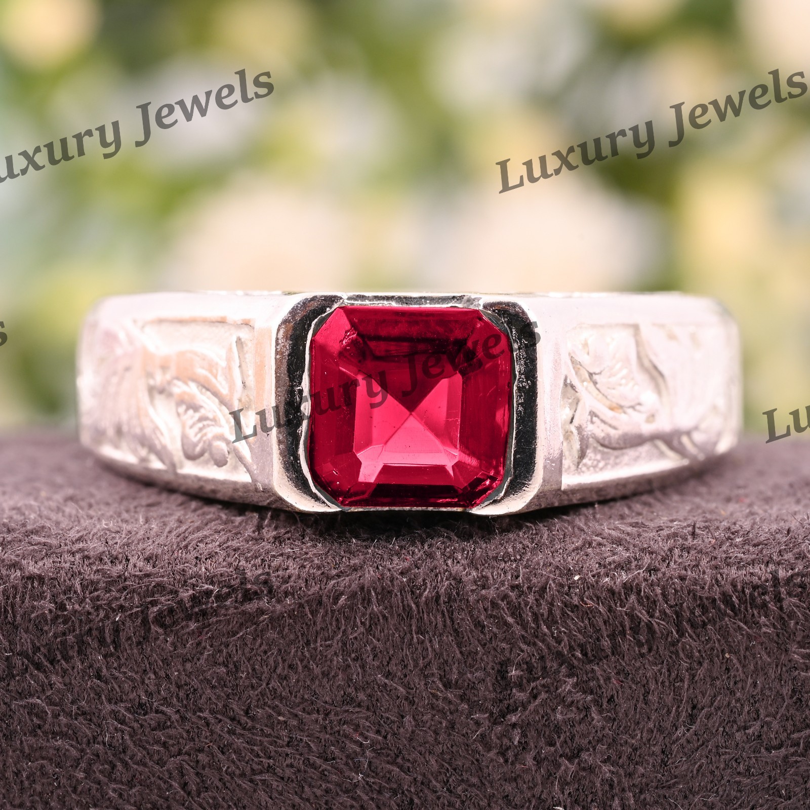 Natural Pink Tourmaline Men’s Ring 925 Sterling Silver Handmade Jewelry