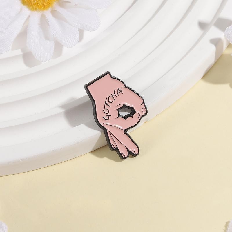 Gotcha Ok Gesture Enamel Pins Brooch Creative Game Okay Gesture Brooche Backpack