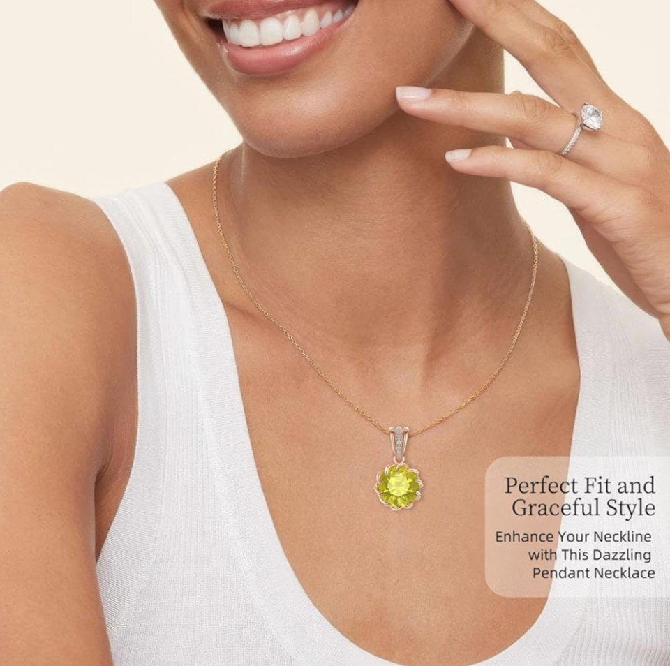 6.0Carat (12.0mm) Round Cubic Zirconia Pendant Necklace 41 Accent Diamond-Cut…