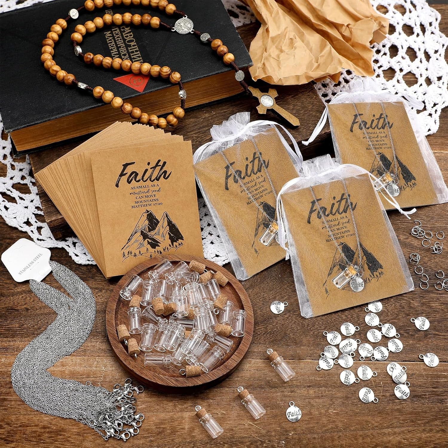 Classic 30-Piece Mustard Seed Necklace Set – Faith Inspired Gifts for Adults
